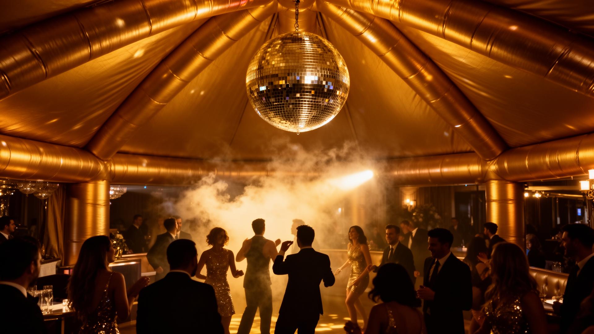 Discoverlichting in een verlichte feesttent
